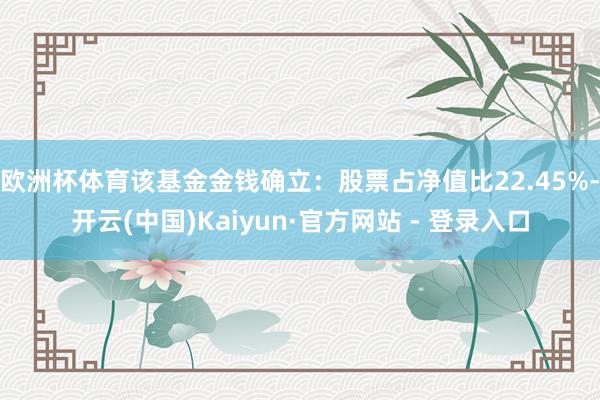 欧洲杯体育该基金金钱确立：股票占净值比22.45%-开云(中国)Kaiyun·官方网站 - 登录入口